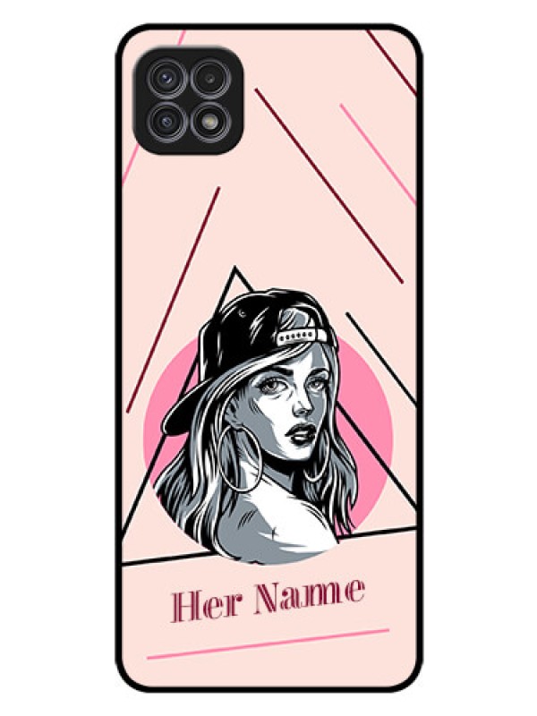 Custom Galaxy A22 5G Personalized Glass Phone Case - Rockstar Girl Design