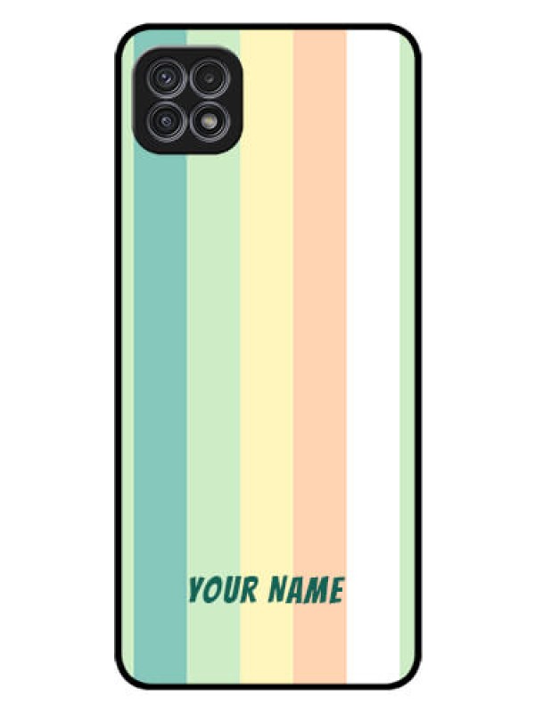 Custom Galaxy A22 5G Photo Printing on Glass Case - Multi-colour Stripes Design