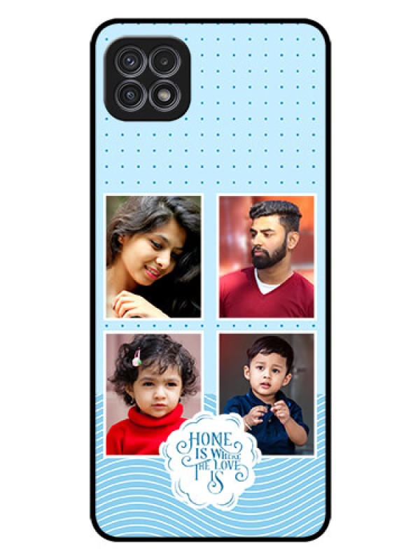 Custom Galaxy A22 5G Custom Glass Phone Case - Cute love quote with 4 pic upload Design