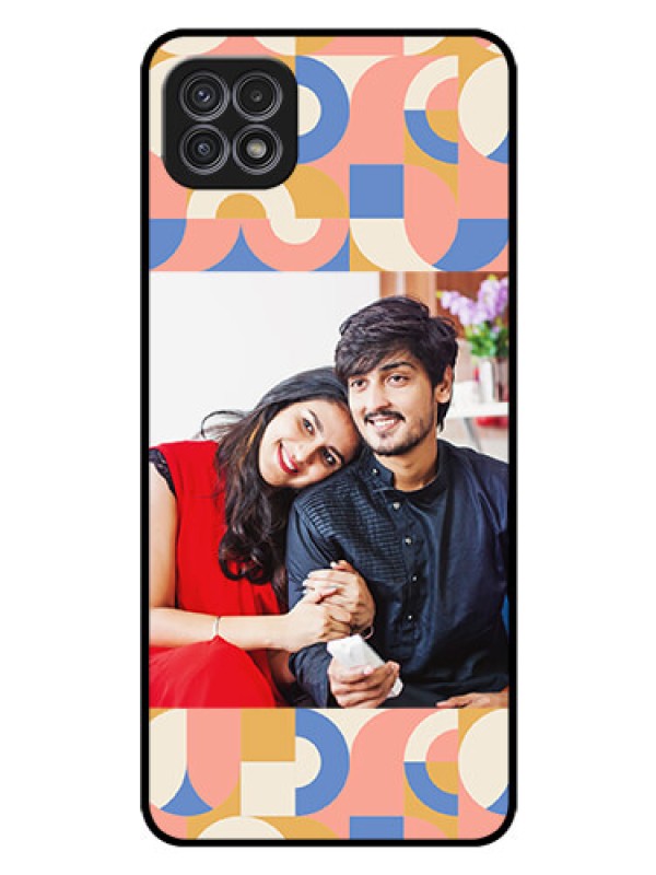 Custom Galaxy A22 5G Photo Printing on Glass Case - Semi-circle Maze Pattern Design