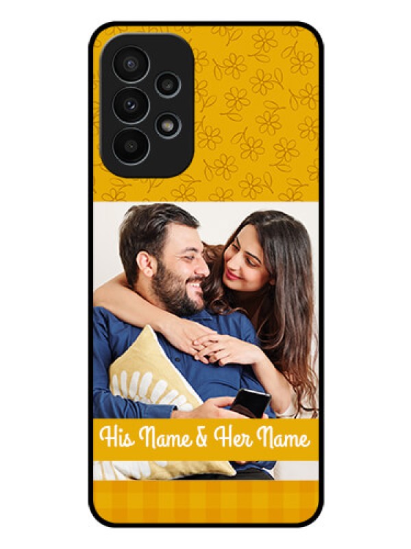 Custom Galaxy A23 4G Custom Glass Mobile Case - Yellow Floral Design