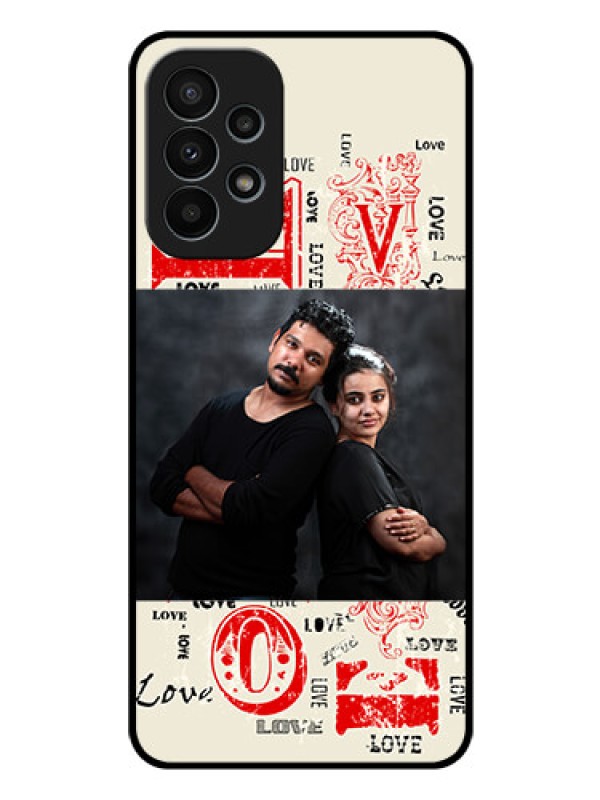 Custom Galaxy A23 4G Photo Printing on Glass Case - Trendy Love Design Case