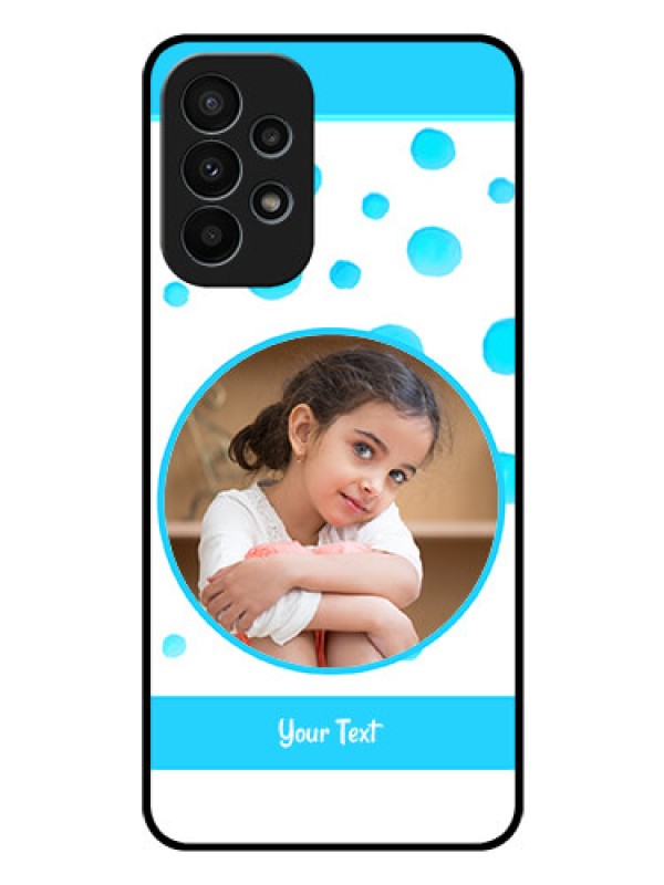 Custom Galaxy A23 4G Photo Printing on Glass Case - Blue Bubbles Pattern Design