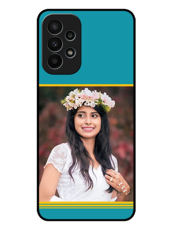 Custom Galaxy A23 4G Custom Glass Phone Case - Yellow & Blue Design