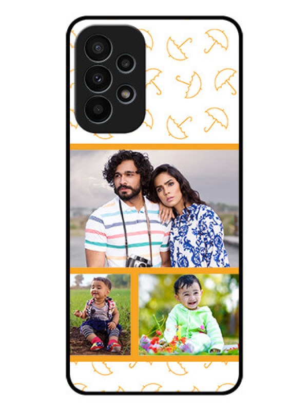 Custom Galaxy A23 4G Custom Glass Mobile Case - Yellow Pattern Design