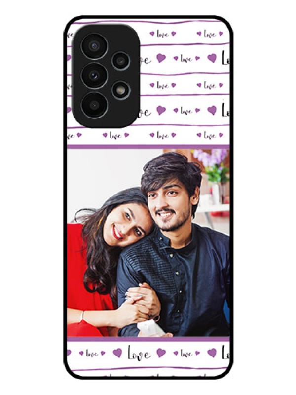 Custom Galaxy A23 4G Custom Glass Mobile Case - Couples Heart Design