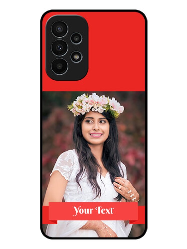 Custom Galaxy A23 4G Custom Glass Phone Case - Simple Red Color Design