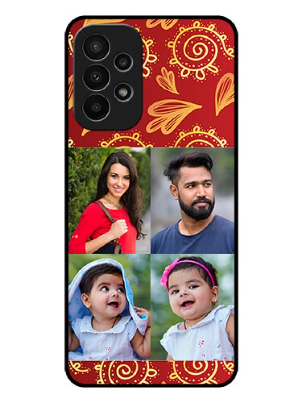 Custom Galaxy A23 4G Photo Printing on Glass Case - 4 Image Traditional Design