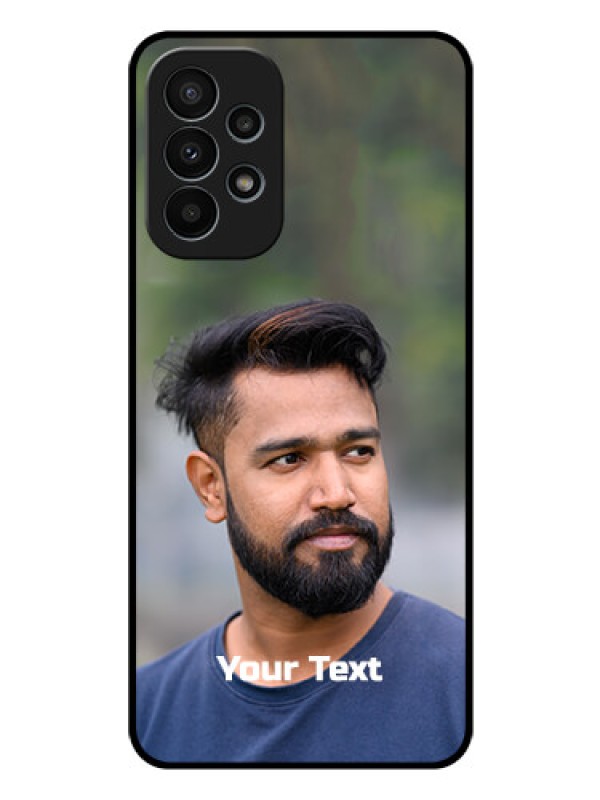 Custom Galaxy A23 4G Glass Mobile Cover: Photo with Text