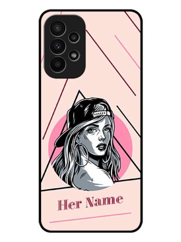 Custom Galaxy A23 4G Personalized Glass Phone Case - Rockstar Girl Design