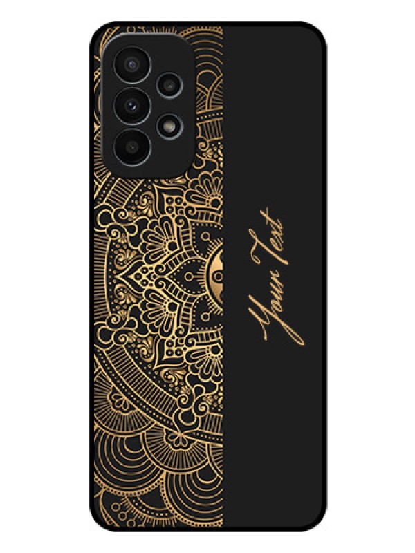 Custom Galaxy A23 4G Photo Printing on Glass Case - Mandala art with custom text Design