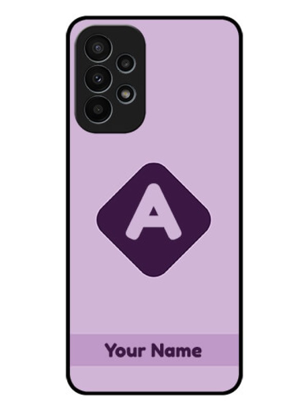 Custom Galaxy A23 4G Custom Glass Mobile Case - Custom Letter in curved badge Design