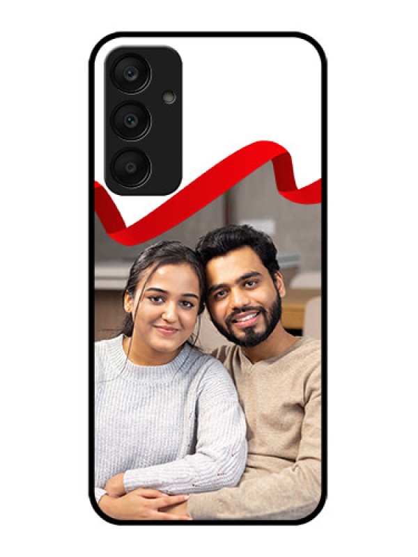 Custom Samsung Galaxy A25 5G Custom Glass Phone Case - Red Ribbon Frame Design