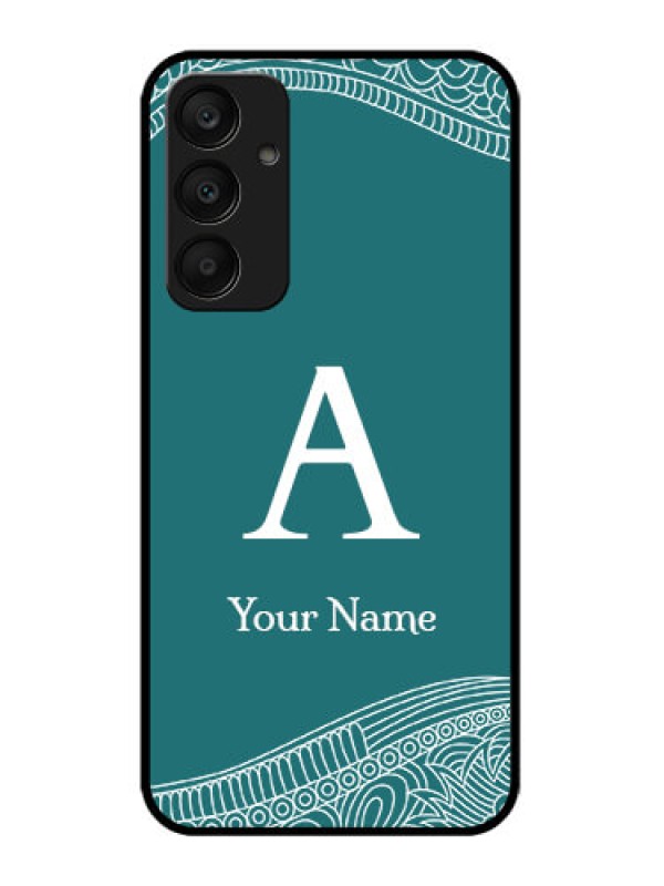 Custom Samsung Galaxy A25 5G Custom Glass Phone Case - Line Art Pattern With Custom Name Design