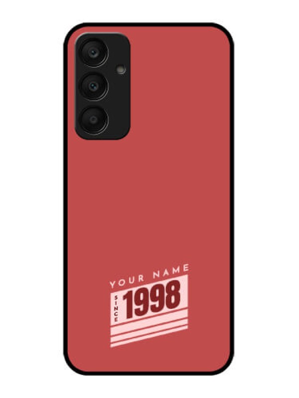 Custom Samsung Galaxy A25 5G Custom Glass Phone Case - Red Custom Year Of Birth Design