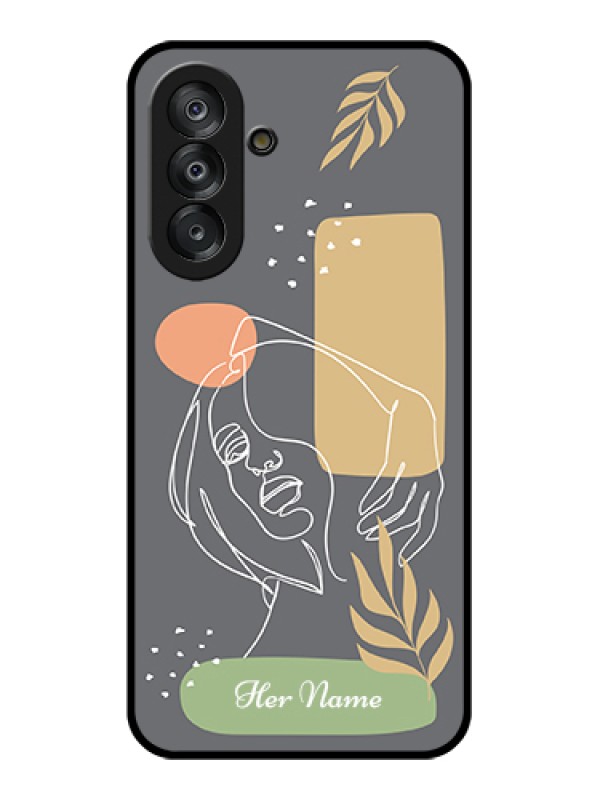 Custom Galaxy A26 5G Custom Glass Phone Case - Gazing Woman Line Art Design