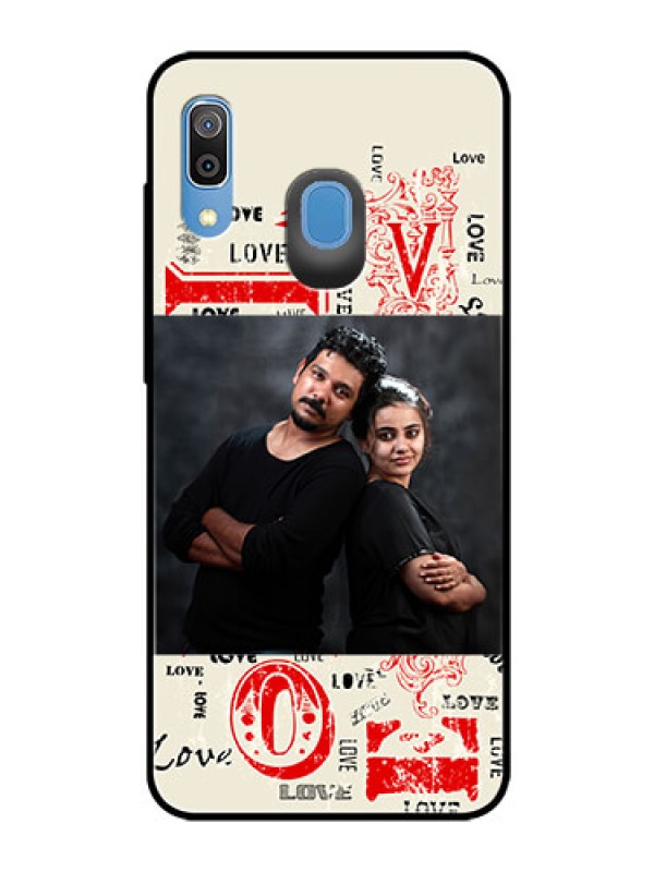 Custom Samsung Galaxy A30 Photo Printing on Glass Case  - Trendy Love Design Case