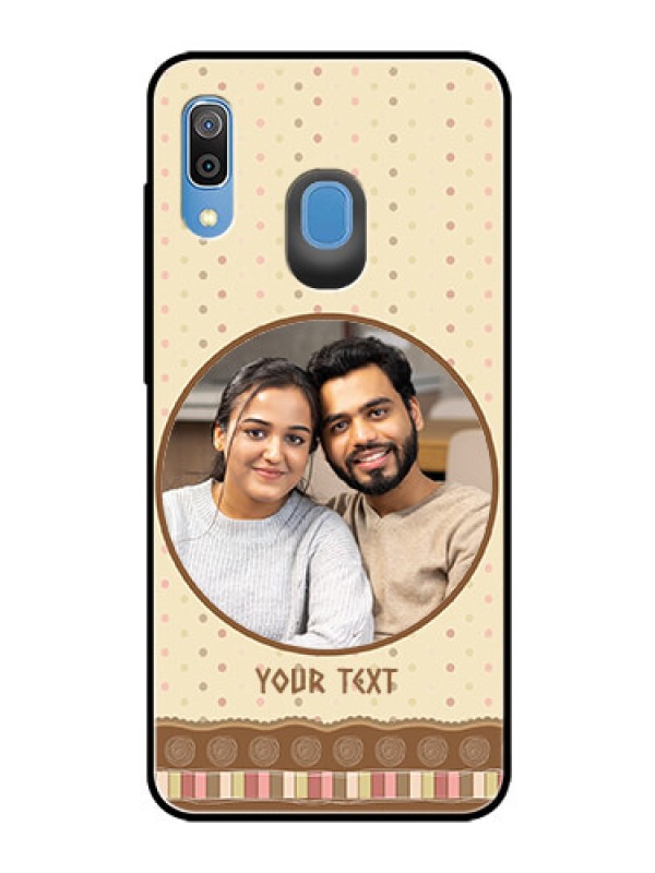 Custom Samsung Galaxy A30 Custom Glass Mobile Case  - Brown Dotted Mobile Case Design