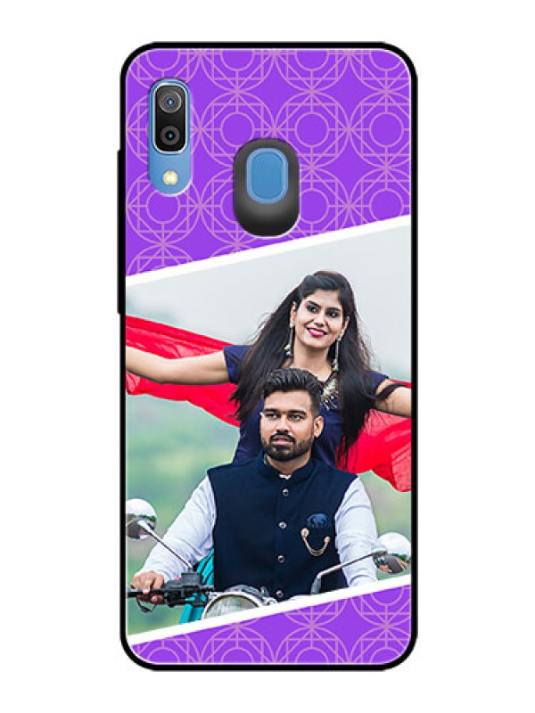 Custom Samsung Galaxy A30 Custom Glass Phone Case  - Violet Pattern Design