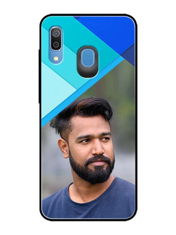 Custom Samsung Galaxy A30 Custom Glass Phone Case  - Blue Pattern Design