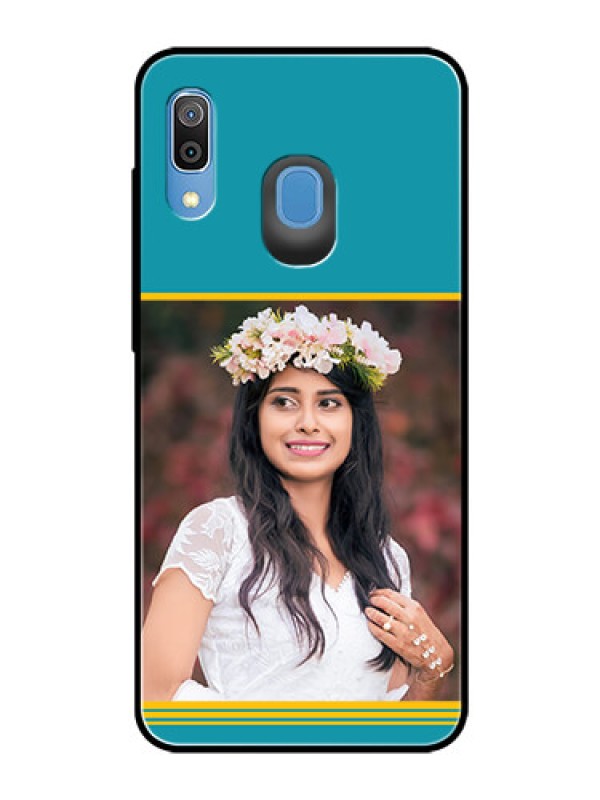 Custom Samsung Galaxy A30 Custom Glass Phone Case  - Yellow & Blue Design 