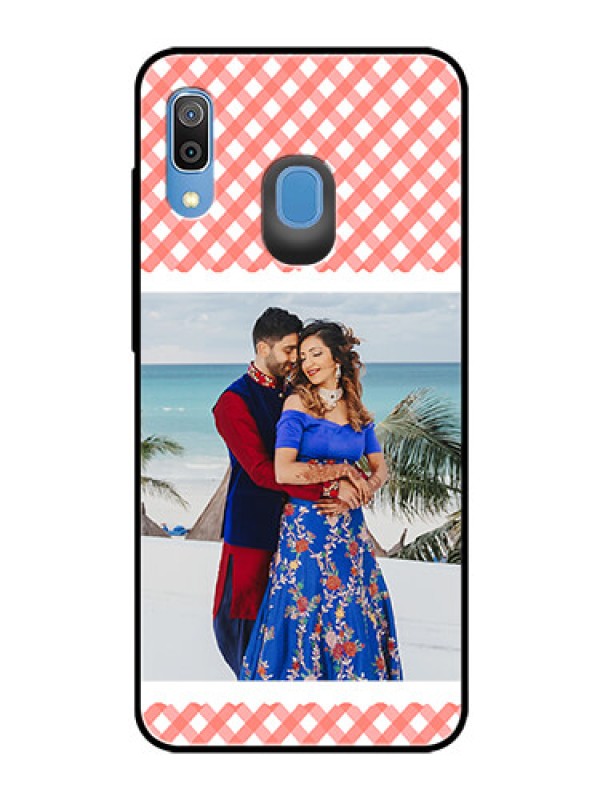 Custom Samsung Galaxy A30 Personalized Glass Phone Case  - Pink Pattern Design