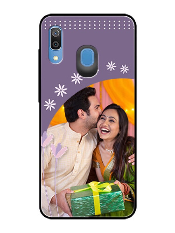 Custom Samsung Galaxy A30 Custom Glass Mobile Case  - Lavender flowers design 