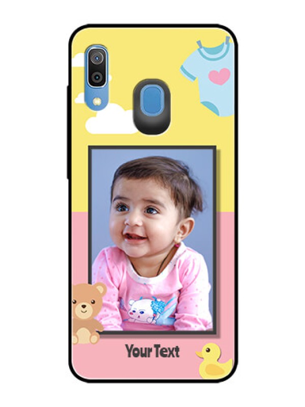 Custom Samsung Galaxy A30 Photo Printing on Glass Case  - Kids 2 Color Design