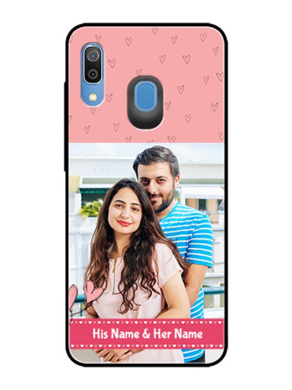 Custom Samsung Galaxy A30 Personalized Glass Phone Case  - Love Design Peach Color
