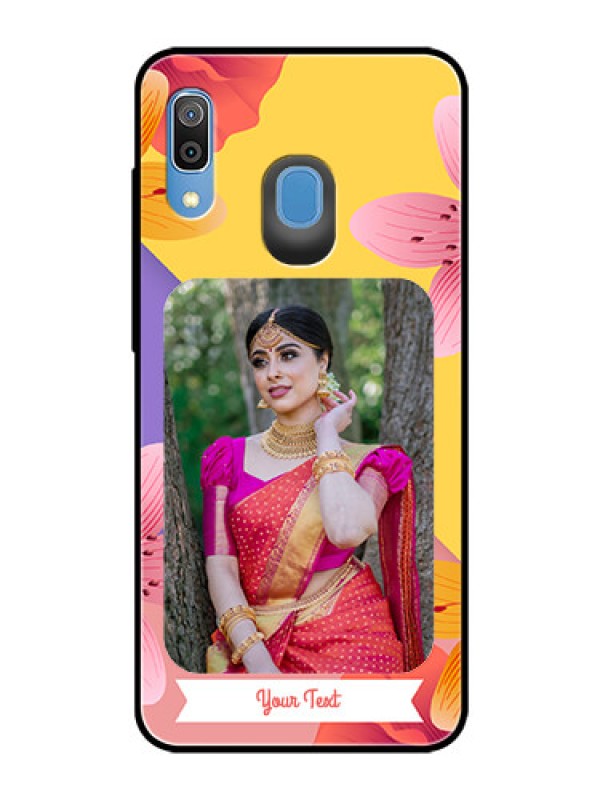 Custom Samsung Galaxy A30 Custom Glass Mobile Case  - 3 Image With Vintage Floral Design