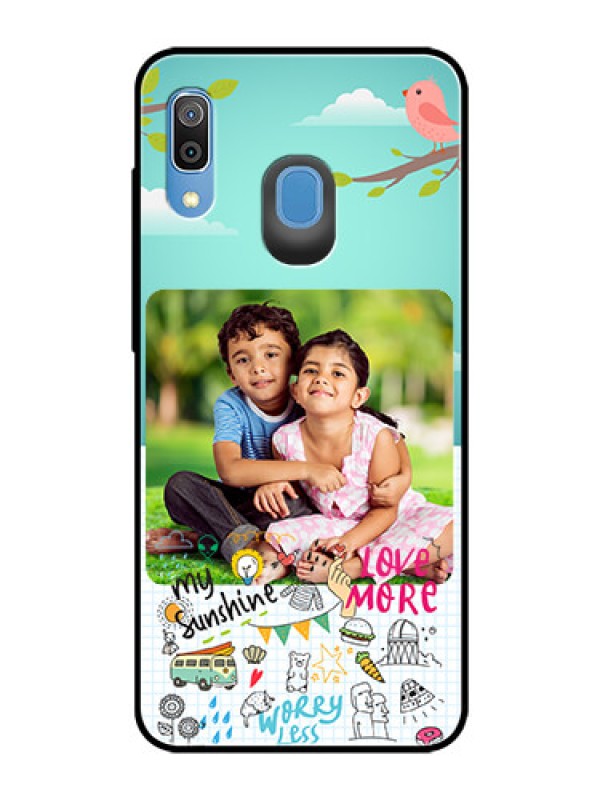 Custom Samsung Galaxy A30 Photo Printing on Glass Case  - Doodle love Design