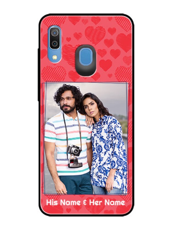 Custom Samsung Galaxy A30 Photo Printing on Glass Case  - with Red Heart Symbols Design