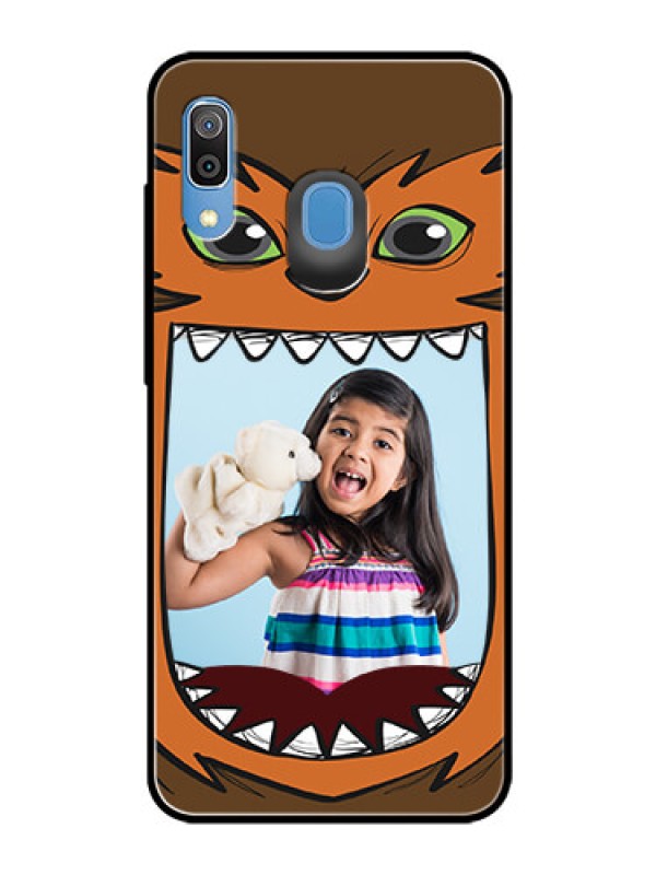 Custom Samsung Galaxy A30 Photo Printing on Glass Case  - Owl Monster Back Case Design