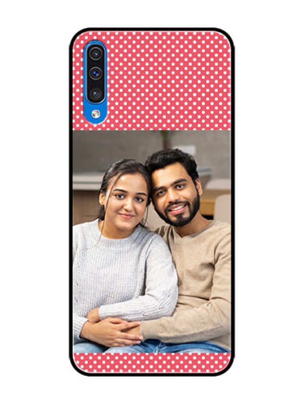 Custom Galaxy A30s Custom Glass Phone Case  - White Dotted Design