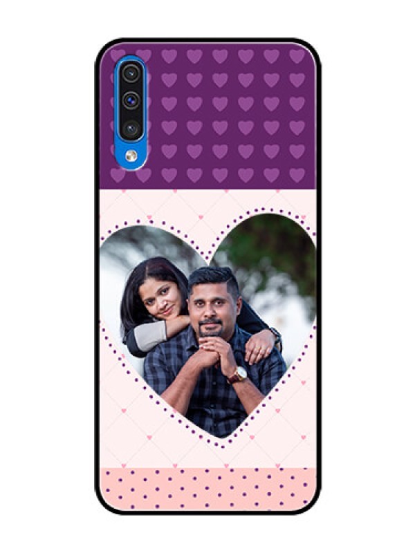 Custom Galaxy A30s Custom Glass Phone Case  - Violet Love Dots Design