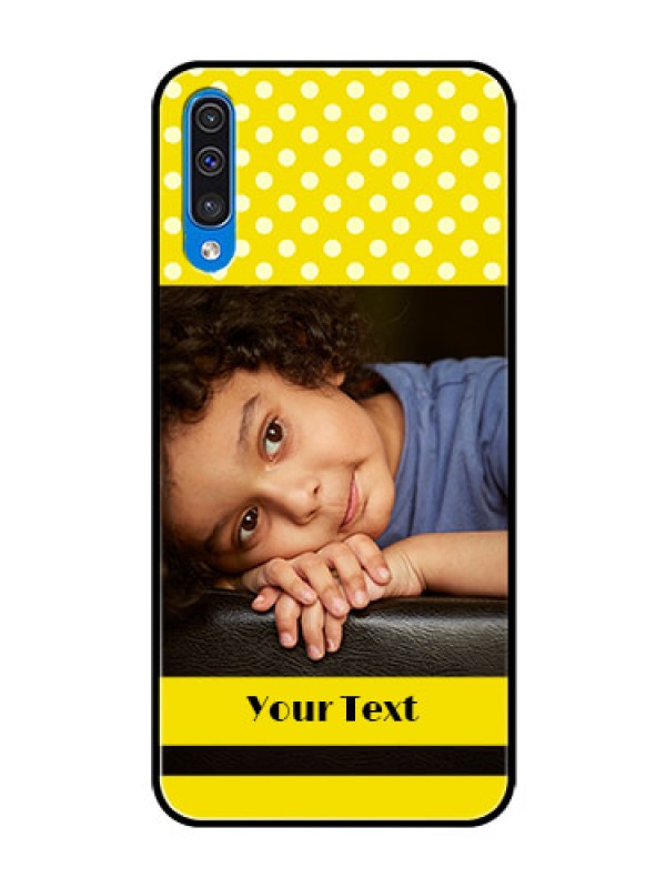 Custom Galaxy A30s Custom Glass Phone Case  - Bright Yellow Case Design