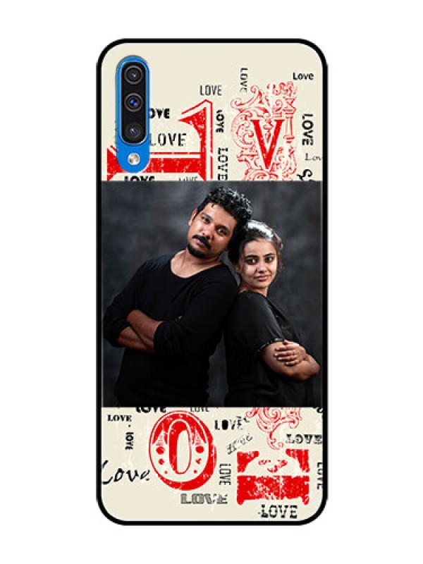 Custom Galaxy A30s Photo Printing on Glass Case  - Trendy Love Design Case