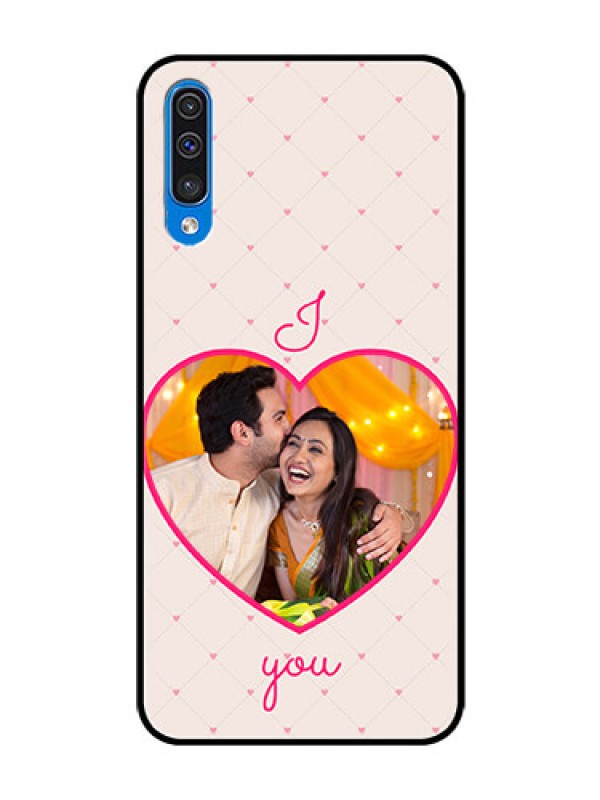 Custom Galaxy A30s Custom Glass Mobile Case  - Heart Shape Design