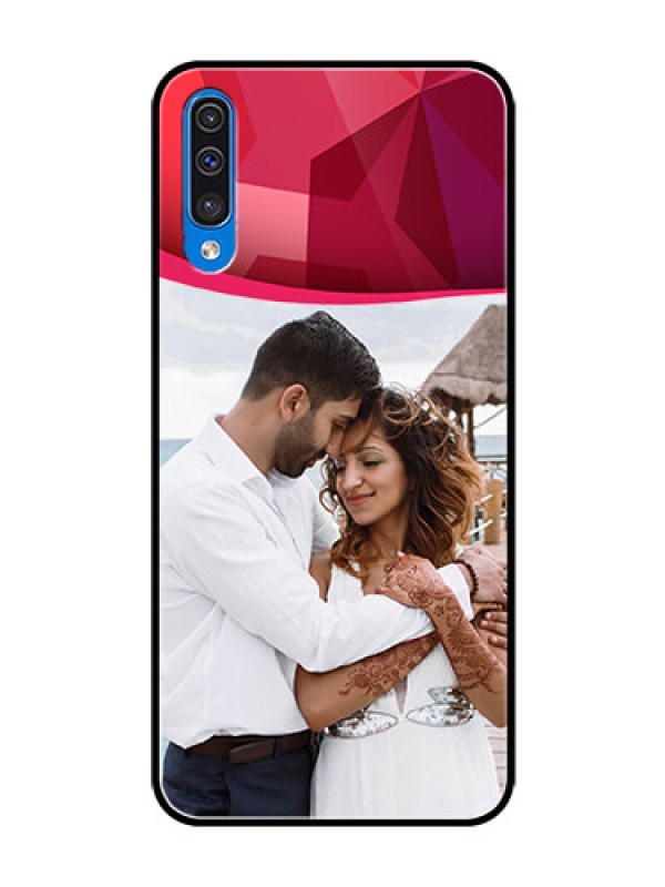 Custom Galaxy A30s Custom Glass Mobile Case  - Red Abstract Design