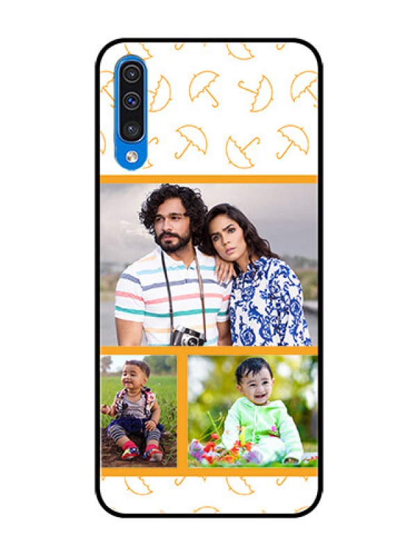 Custom Galaxy A30s Custom Glass Mobile Case  - Yellow Pattern Design
