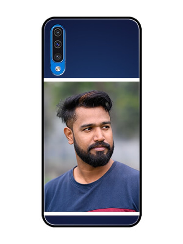 Custom Galaxy A30s Personalized Glass Phone Case  - Simple Royal Blue Design