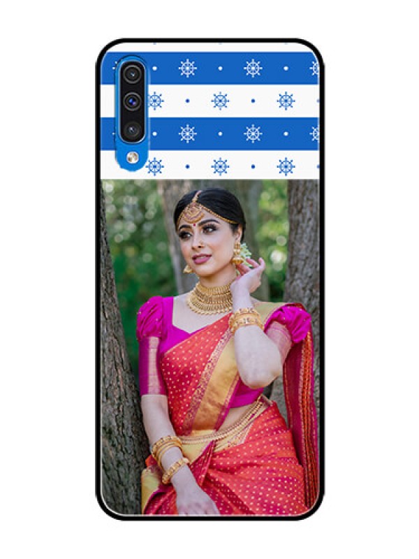 Custom Galaxy A30s Photo Printing on Glass Case  - Snow Pattern Design