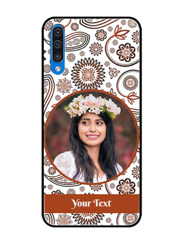 Custom Galaxy A30s Custom Glass Mobile Case  - Abstract Floral Design 