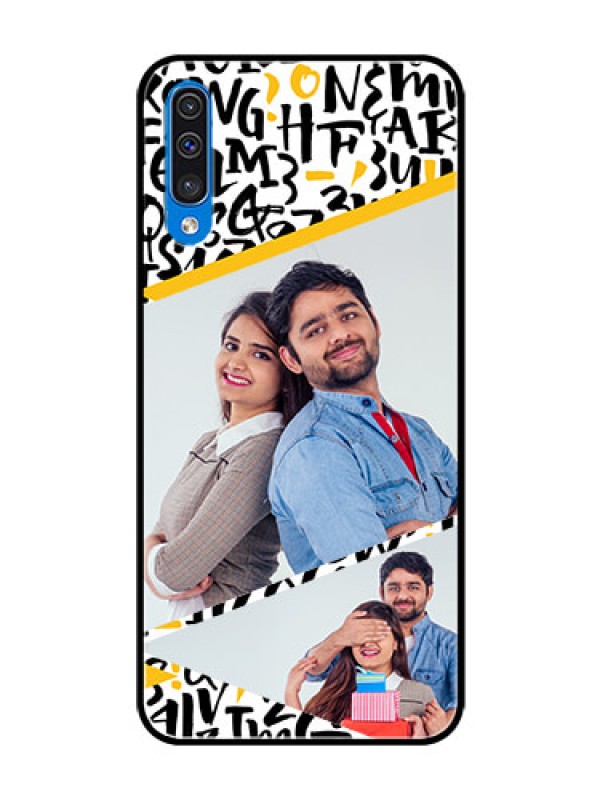 Custom Galaxy A30s Custom Glass Mobile Case  - Letters Pattern Design