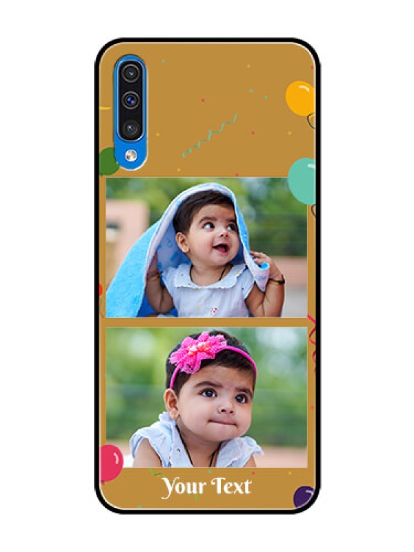 Custom Galaxy A30s Personalized Glass Phone Case  - Image Holder with Birthday Celebrations Design