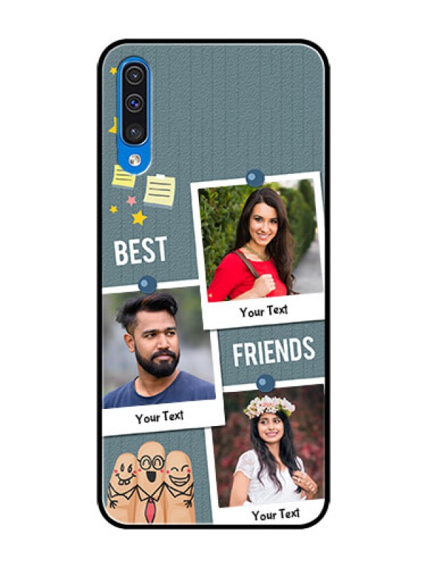 Custom Galaxy A30s Personalized Glass Phone Case  - Sticky Frames and Friendship Design