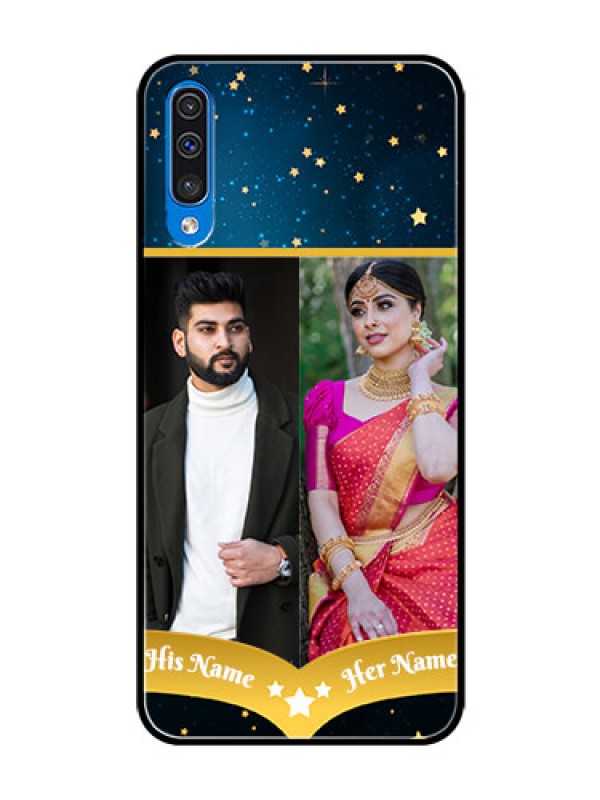 Custom Galaxy A30s Custom Glass Phone Case  - Galaxy Stars Backdrop Design