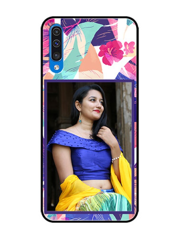 Custom Galaxy A30s Custom Glass Mobile Case  - Abstract Floral Design