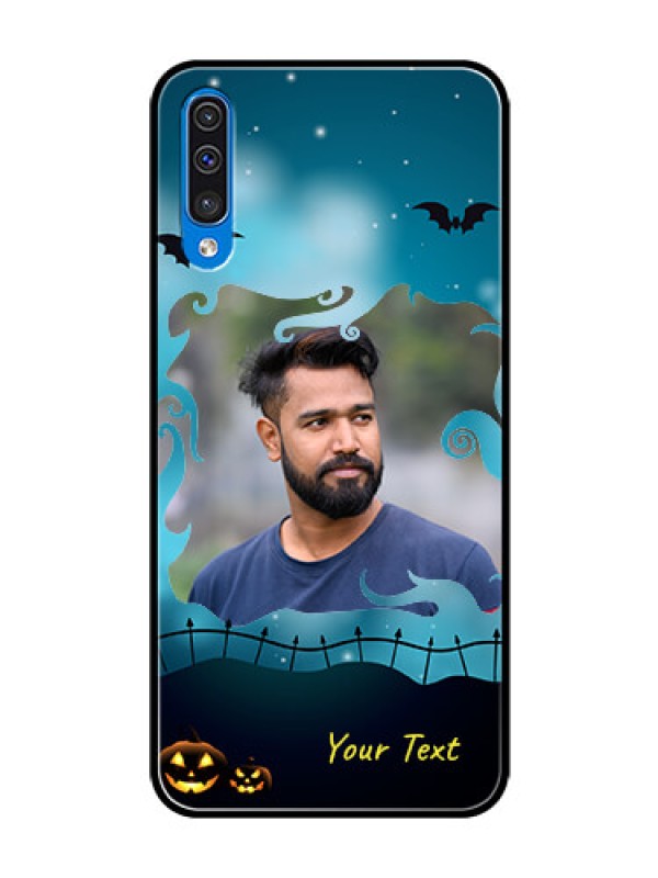 Custom Galaxy A30s Custom Glass Phone Case  - Halloween frame design