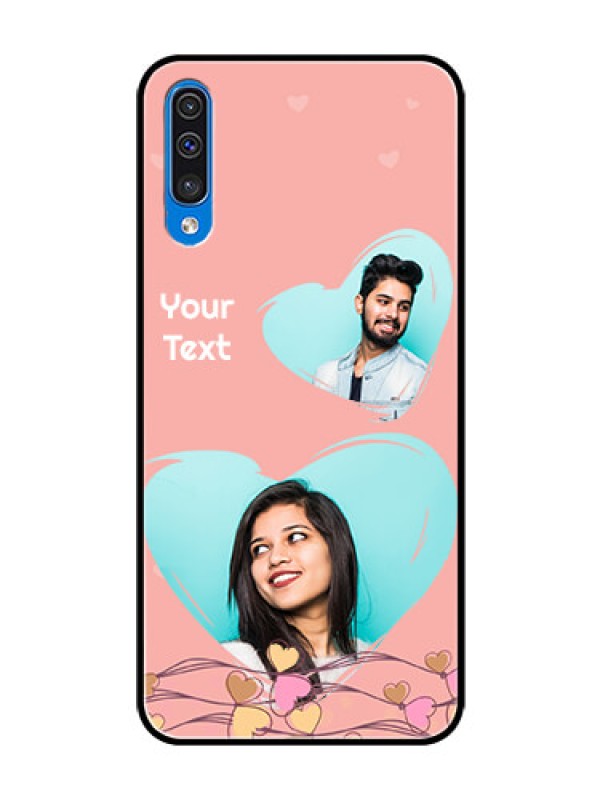 Custom Galaxy A30s Custom Glass Mobile Case  - Love Doodle Design